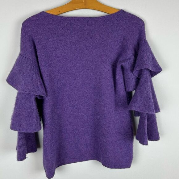 Design History Pure Cashmere Tiered Ruffle Sleeve Sweater Top sz XS - Picture 2 of 4